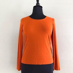 womens size L Eileen Fisher deep orange rayon lycra pullover top shirt stretch r